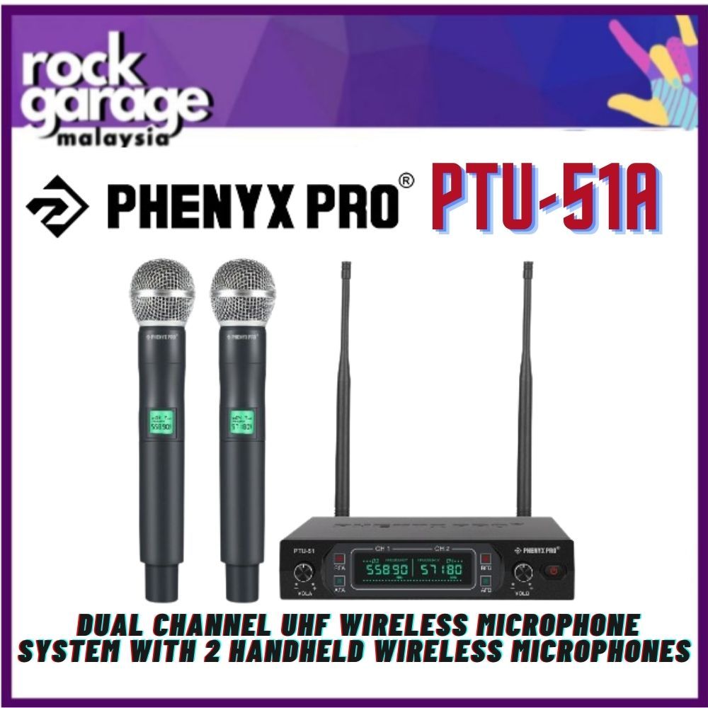 Phenyx Pro Ptu A Dual Channel Uhf Wireless Microphone System With