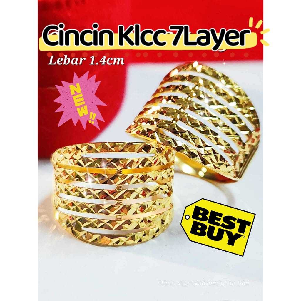 Wing Sing Cincin Tujuh 7 Layer KLCC Bajet Tulen Emas 916 916 Gold