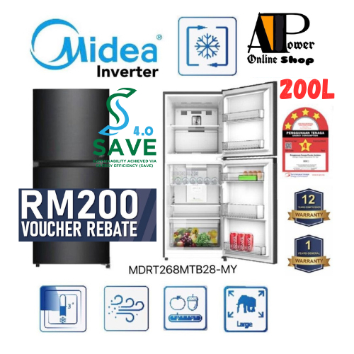 SAVE 4 0 Midea MDRT268MTB28 MY Gross 200L 2 Doors Inverter Quattro