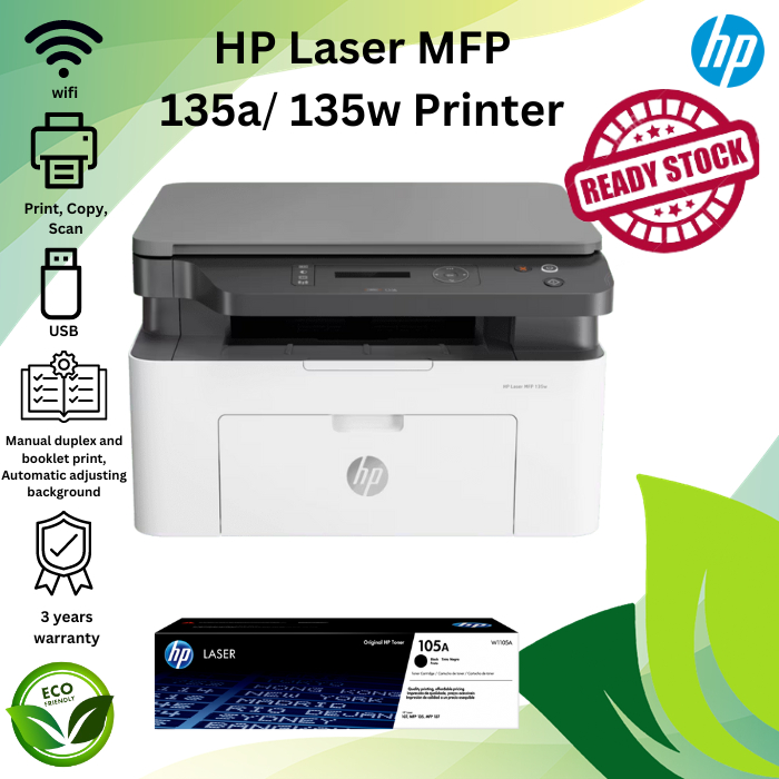 HP Laser MFP 135a 135w All In One Print Copy Scan Wireless