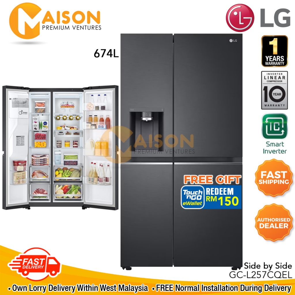 LG Inverter Side By Side Refrigerator With UVnano Water Dispenser 674L