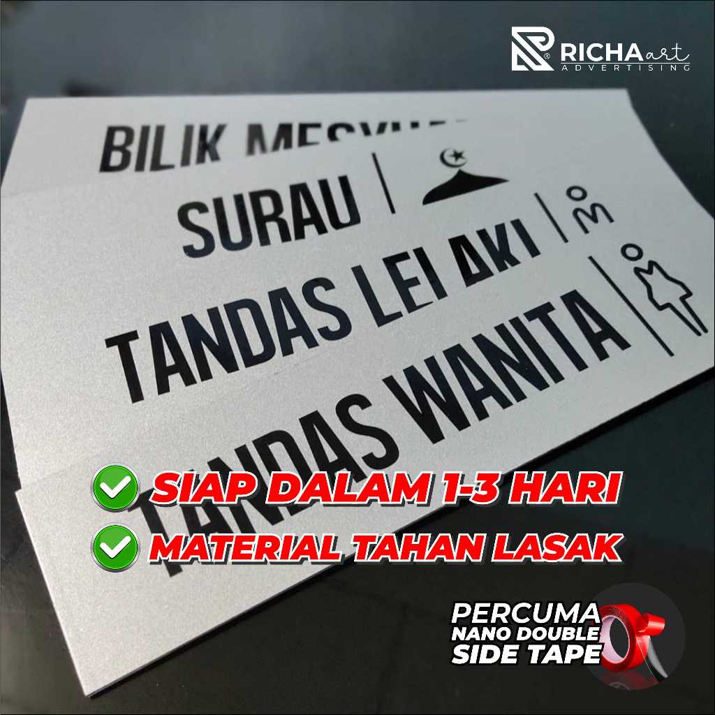 Custom Signage Acp Mm Premium Papan Tanda Bilik Pintu Tulis Jawi Kelas