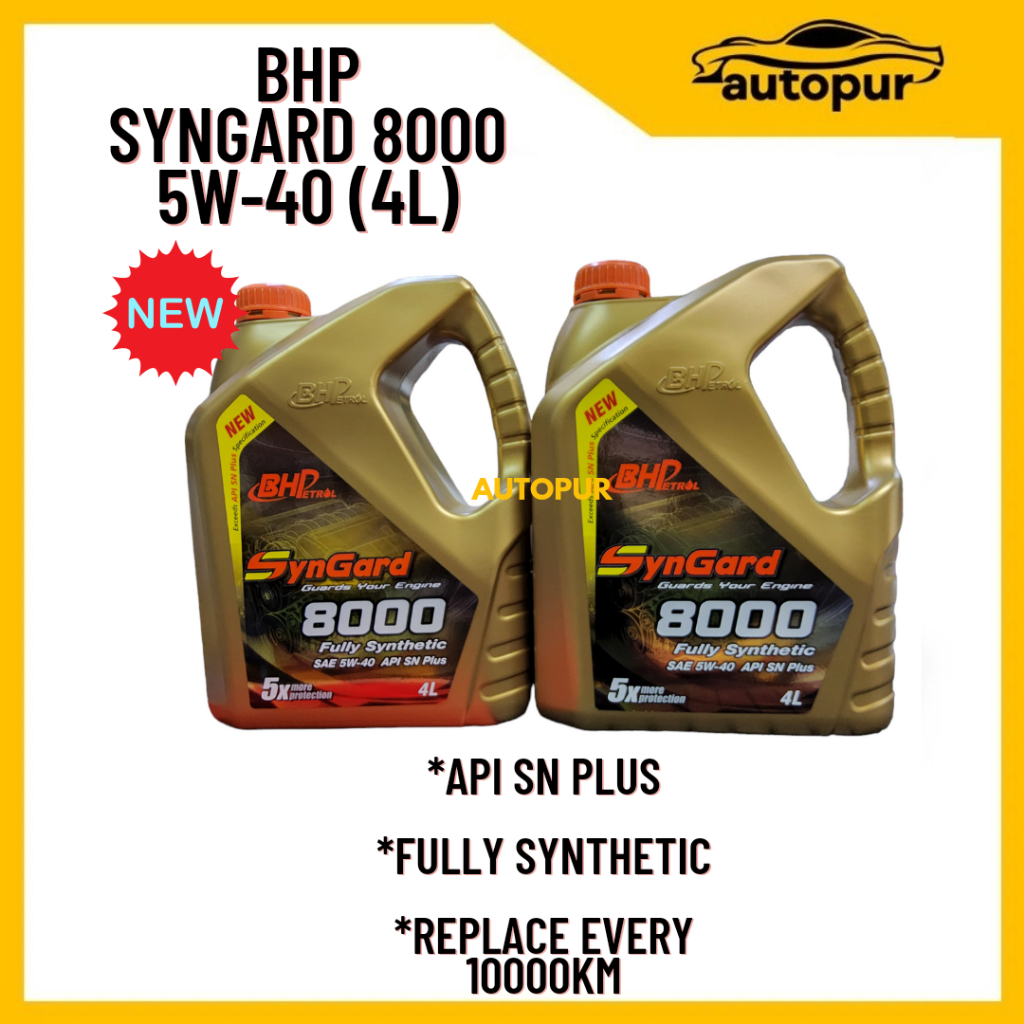 BHP SynGard 8000 5W 40 4L Fully Synthetic Engine Oil Shopee Malaysia