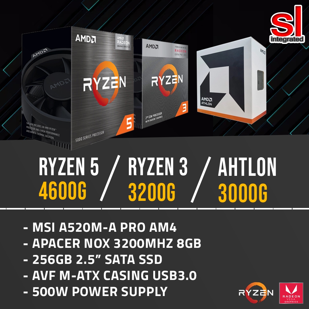 AMD PC Package For Gaming Or Office Use With Ryzen 4600G 3200G