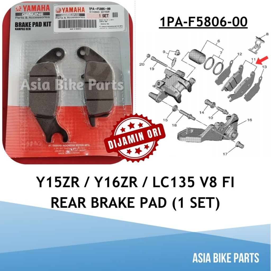 Yamaha Original Y Zr Y Zr Lc V Fi Rear Brake Pad Kit Brake