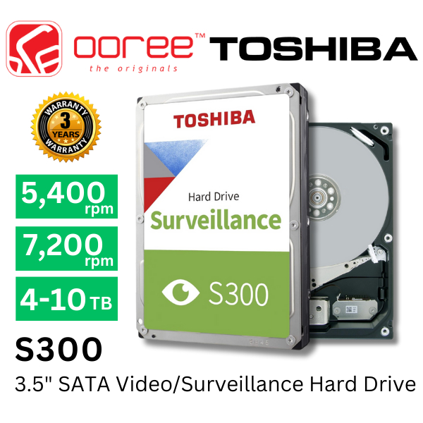 TOSHIBA INT HDD S300 3 5 SATA INTERNAL DESKTOP PC SURVEILLANCE HARD