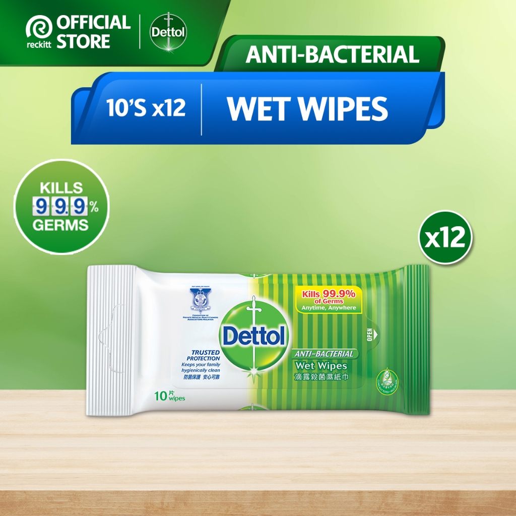 Dettol Antibacterial Wet Wipes Original 10 S X 12 Shopee Malaysia