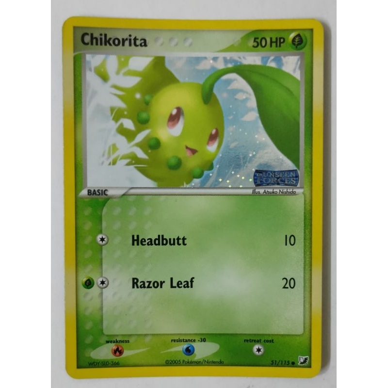 Chikorita 51 115 Common Reverse Holo Ex Unseen Forces Reverse Holo