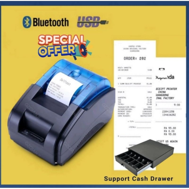 D Mm Thermal Receipt Printer For Cash Drawer Bluetooth Usb