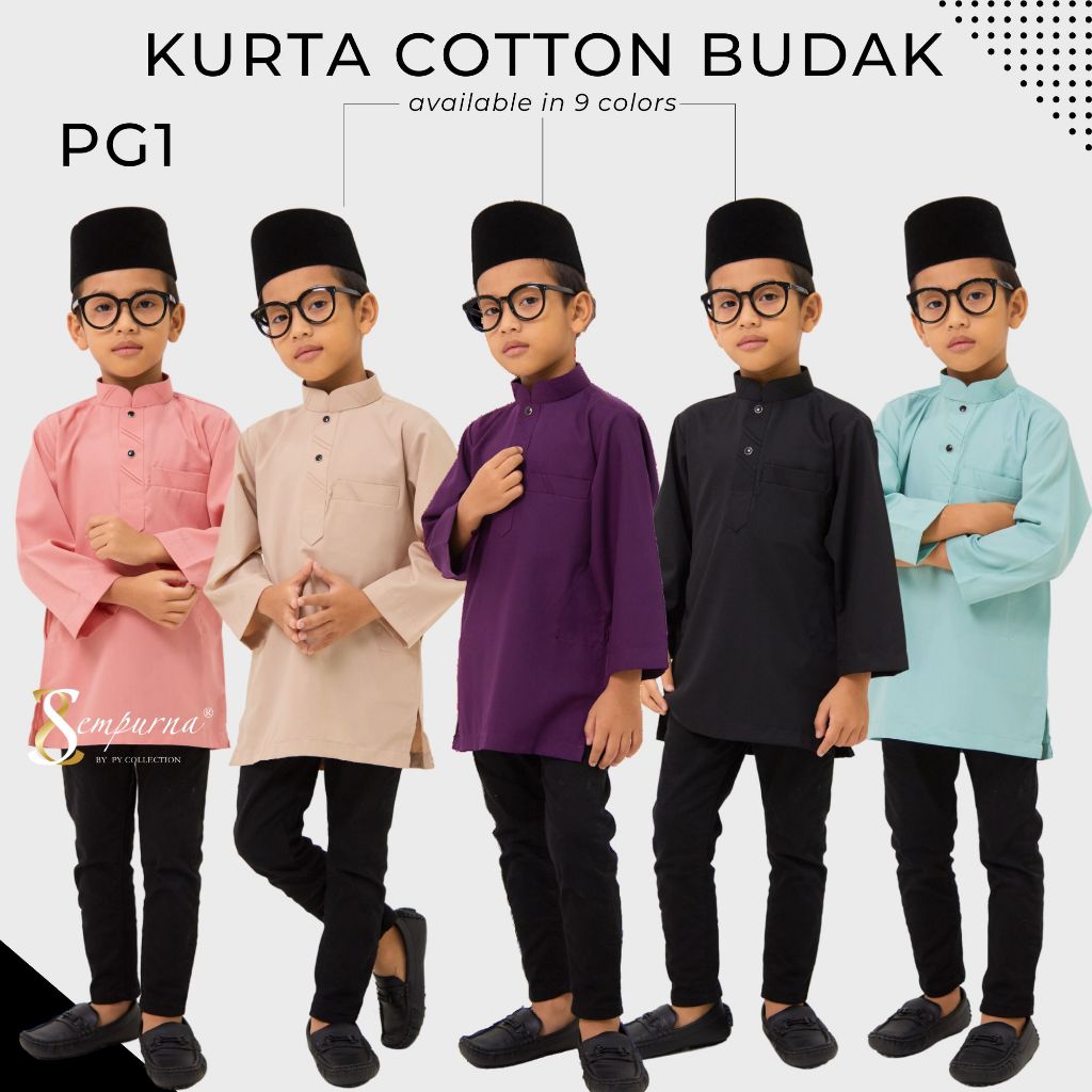 Kurta Budak Sempurna Warna Peach Nude Dusty Purple Black Mint Green