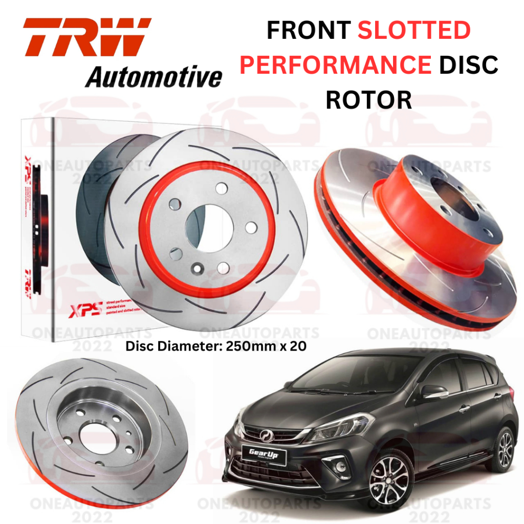 TRW XPS FRONT SLOTTED PERFORMANCE DISC ROTOR PERODUA MYVI 3rd Gen 1 3 1