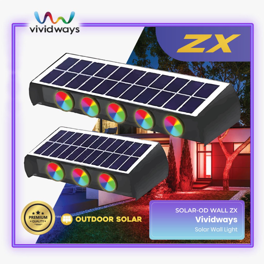 K2 VIVIDWAYS ZX EDITION SOLAR WALL LIGHT 3000K Warm White RGB Lampu