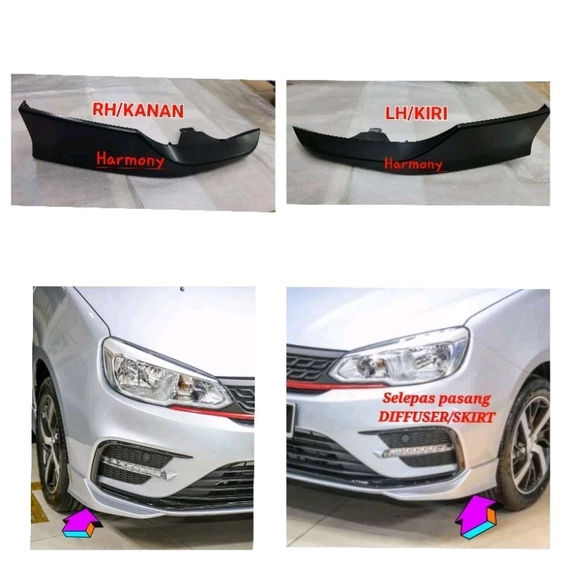 Original Proton Saga Vvt Mc Front Bumper Lip Skirt Kiri Kanan