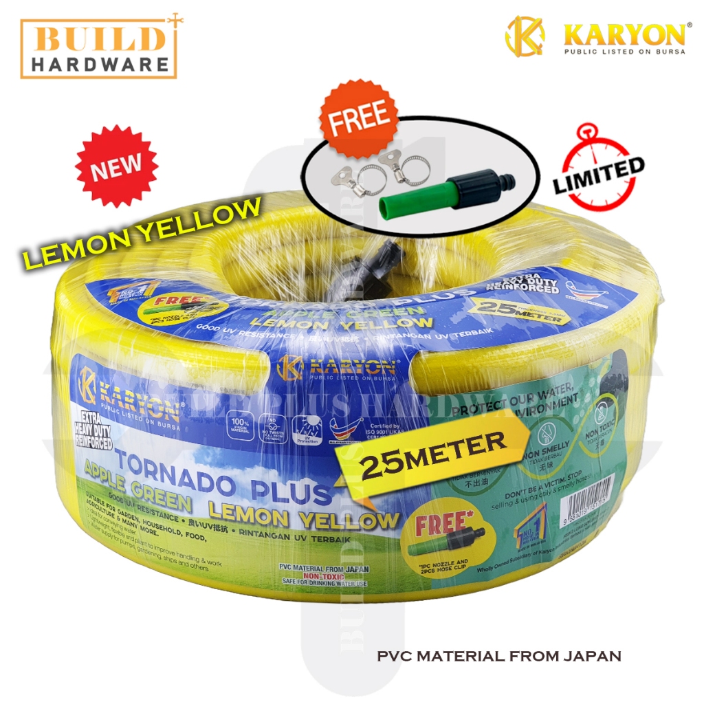 KARYON 25m 30m X 2 5mm Reinforced PVC Flexible Garden Hose Green Getah