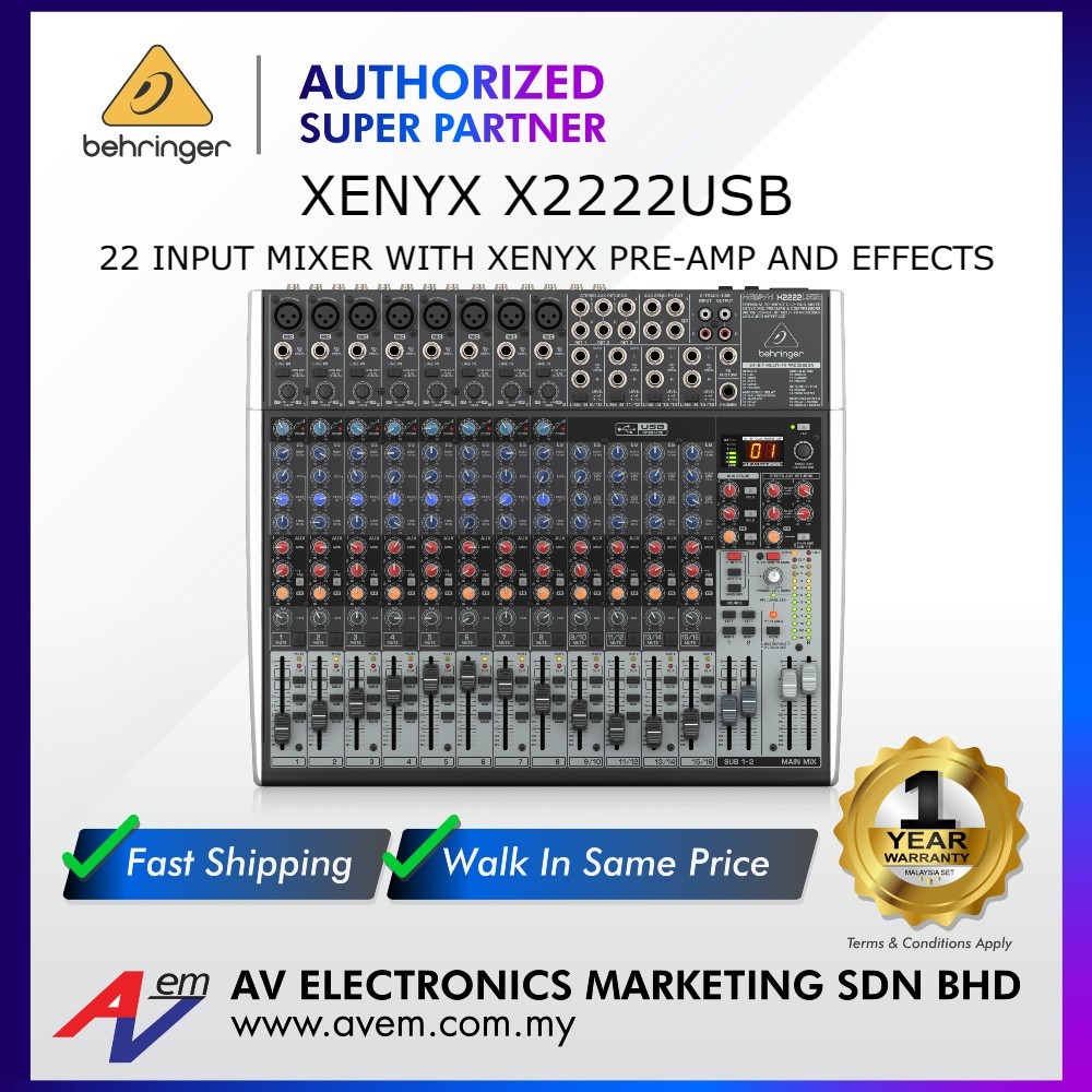 BEHRINGER XENYX X2222USB Premium 22 Input 2 2 Bus Mixer With XENYX Mic