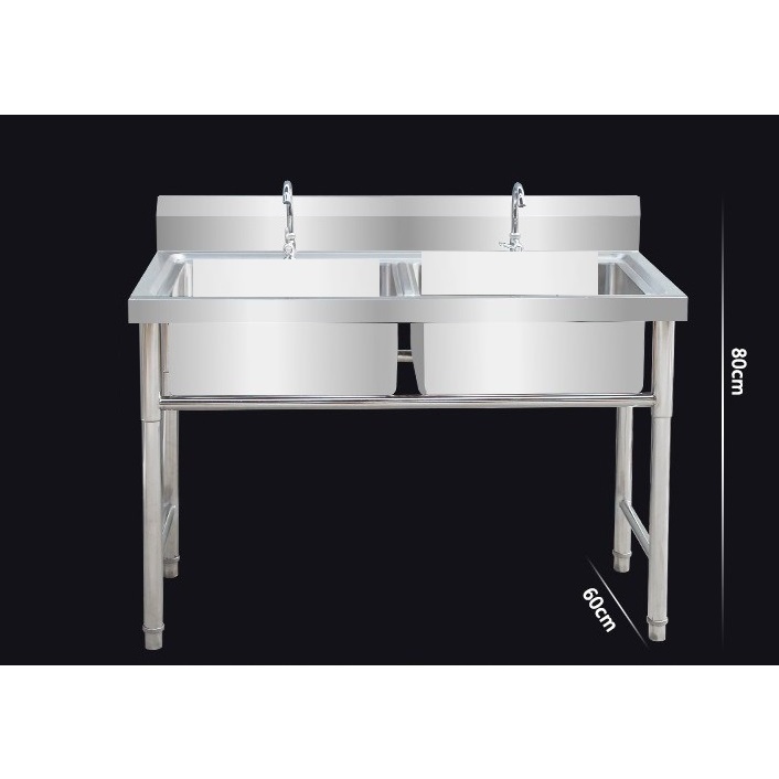 Stainless Steel Commercial Double Deep Bowl Sink Shopee Malaysia