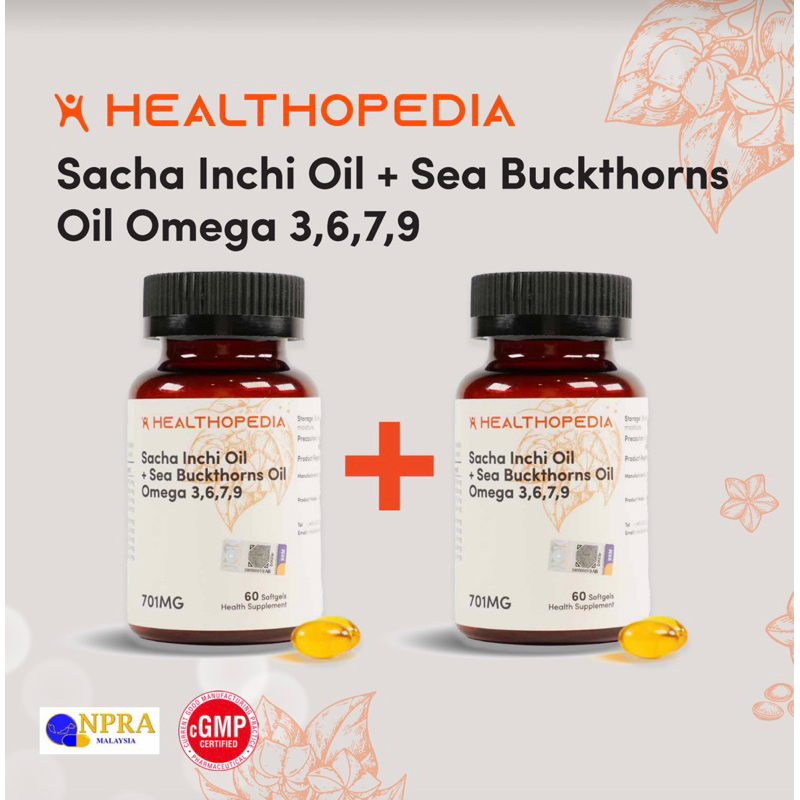 Healthopedia Sacha Inchi Sea Buckthorns Oil Softgel 60 Pcs Bottle