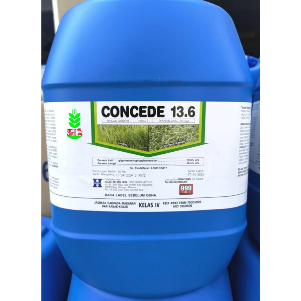 20L Halex Concede Compete Glyphosate 13 6 Racun Rumput Lalang