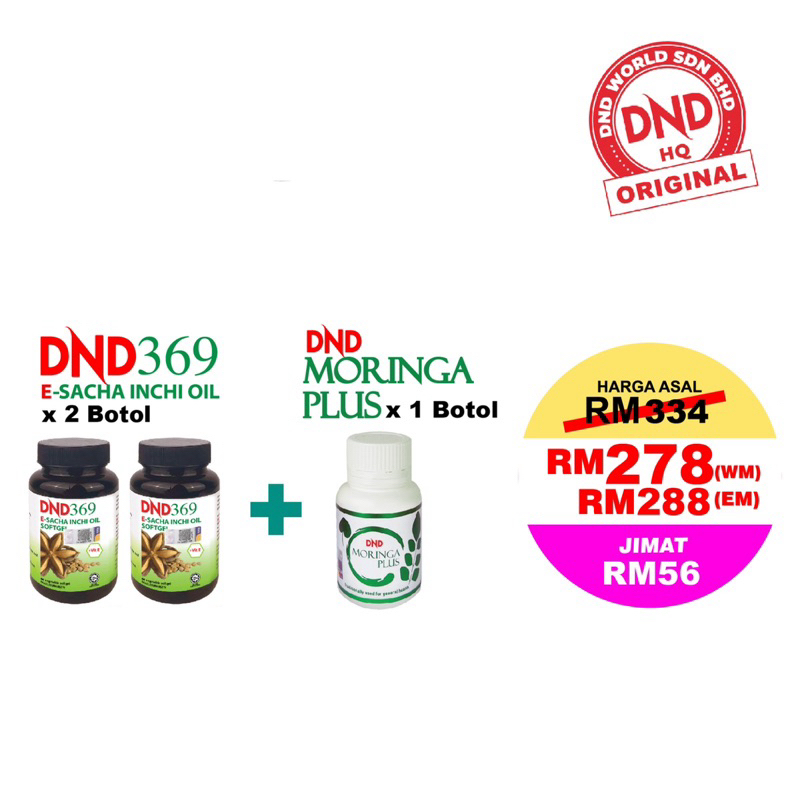 DND 369 E Sacha Inchi Oil Softgel 2 Botol X 60 Biji DND Moringa