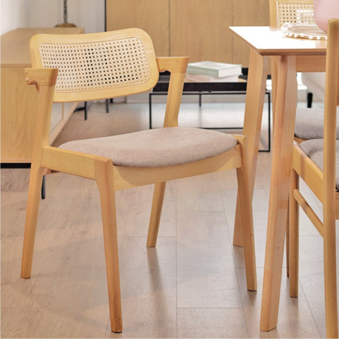 Kerusi Makan Rotan Moden Estetik Delray Natural Rattan Dining Chair