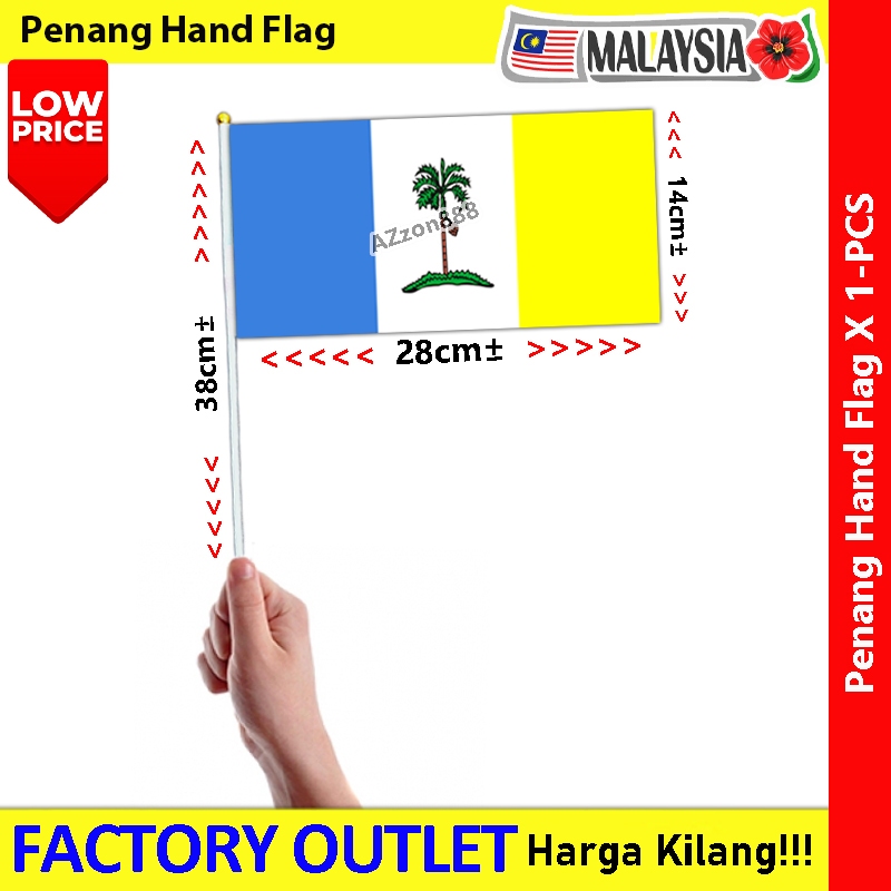 Penang Hand Flag Nylon Polyester Pulau Pinang Pulau Mutiara Flag