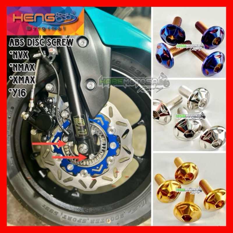 Set Skru Disc Abs Y Nvx Xmax Nmax Original Heng Titanium Gold