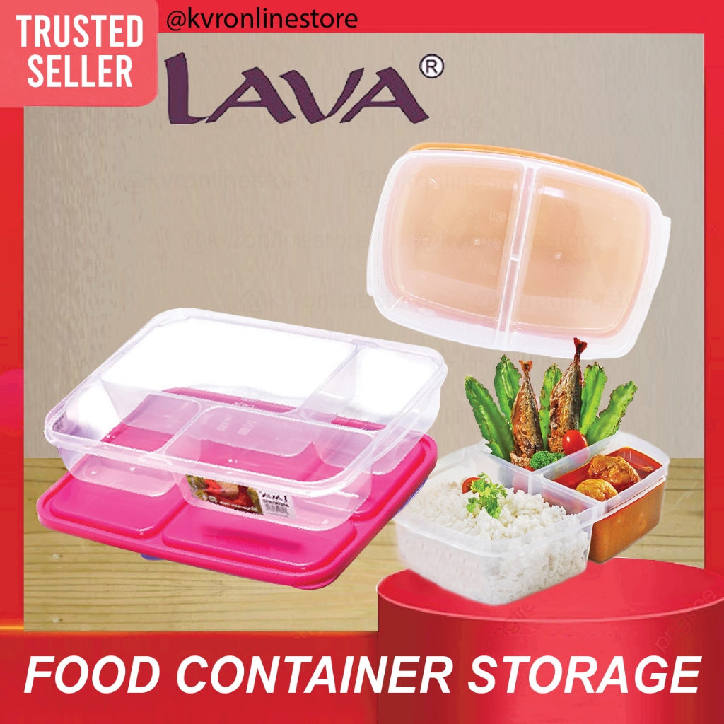 LAVA Lunch Box Food Container 2 3 4 Compartment Air Tight Food Storage