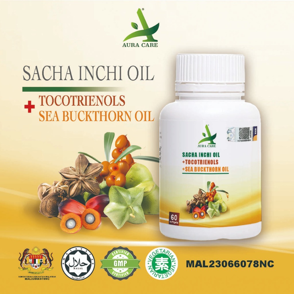 AURA CARE Sacha Inchi Oil Tocotrienols Sea Buckthorn Oil Soft Gel