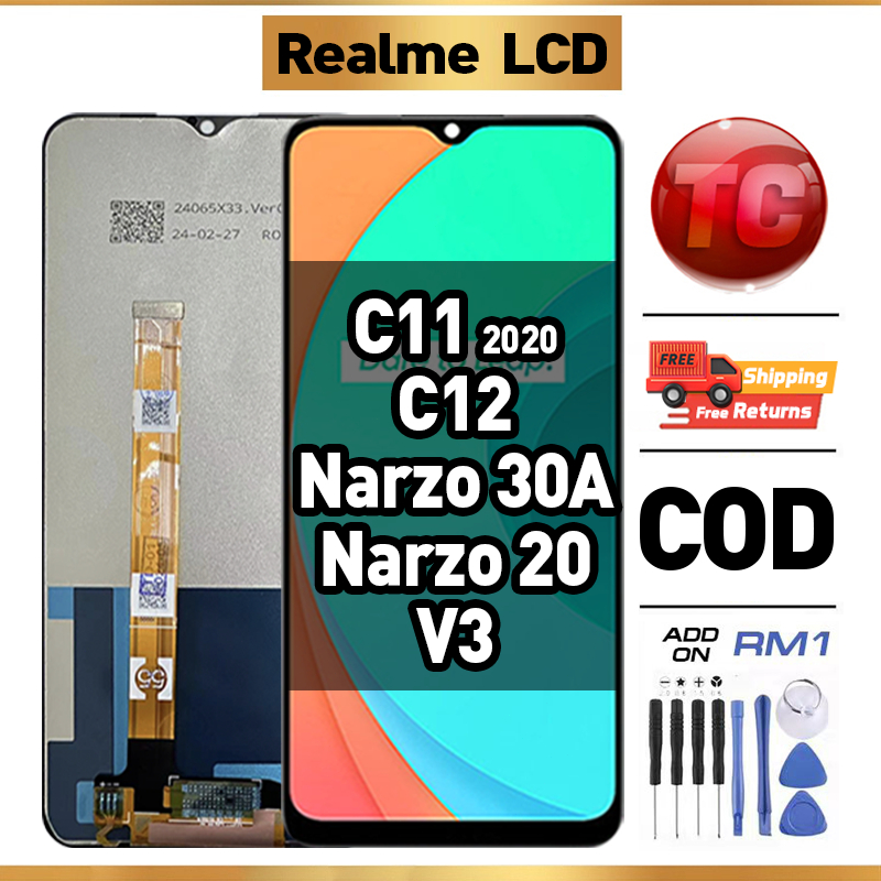 LCD REALME C12 C11 2020 Narzo 30A Narzo 20 V3 Compatible For