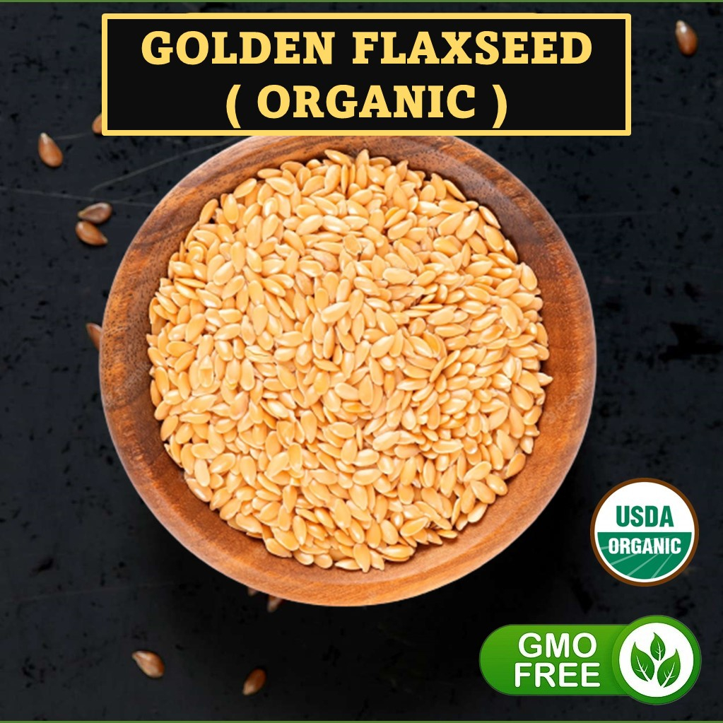 500g 1000g ORGANIC GOLDEN FLAXSEEDS 有机金黄亚麻籽 LINSEEDS BIJI RAMI