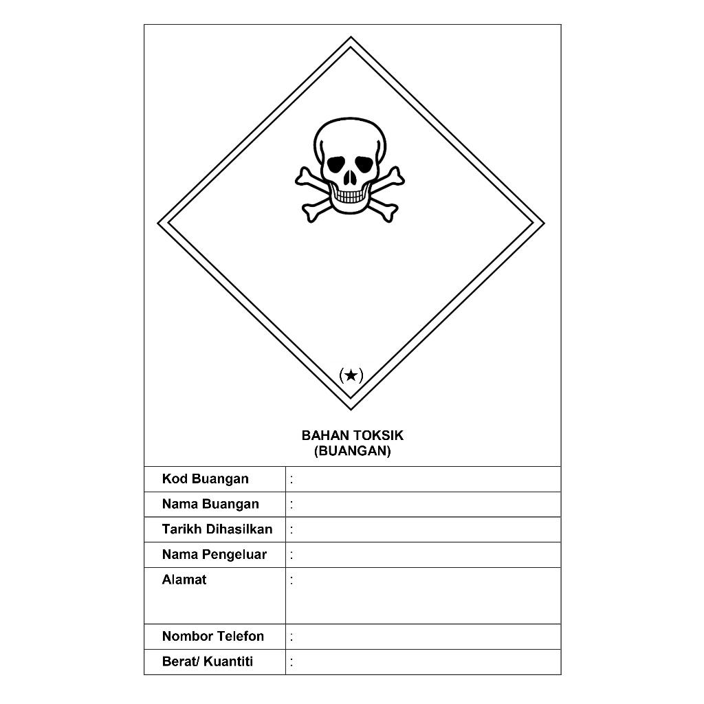 SCHEDULED WASTE LABEL BAHASA MELAYU BUANGAN TERJADUAL PRINTABLE