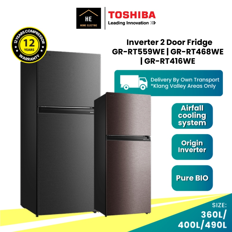 TOSHIBA 360L 400L 490L INVERTER 2 DOOR REFRIGERATOR FRIDGE PETI AIS