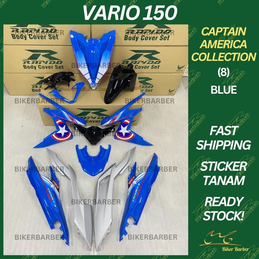 Rapido Coverset Honda Vario Captain America Blue Body Cover Set