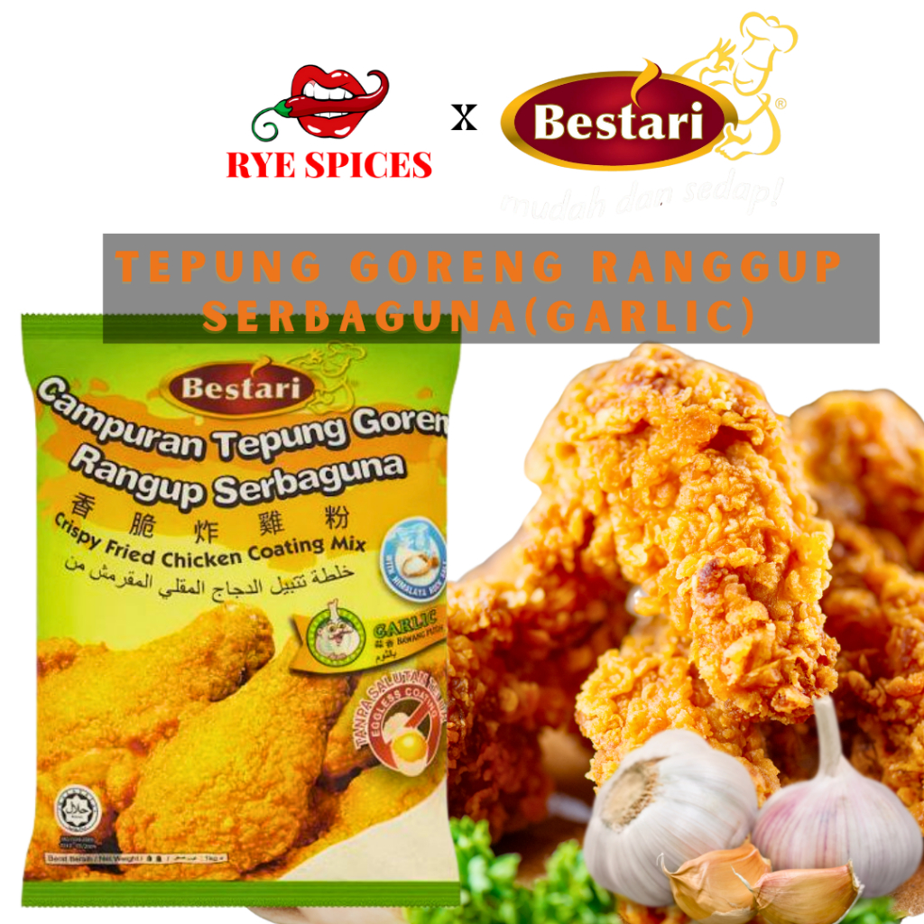 Bestari Crispy Fried Chicken Coating Mix Garlic Campuran Tepung