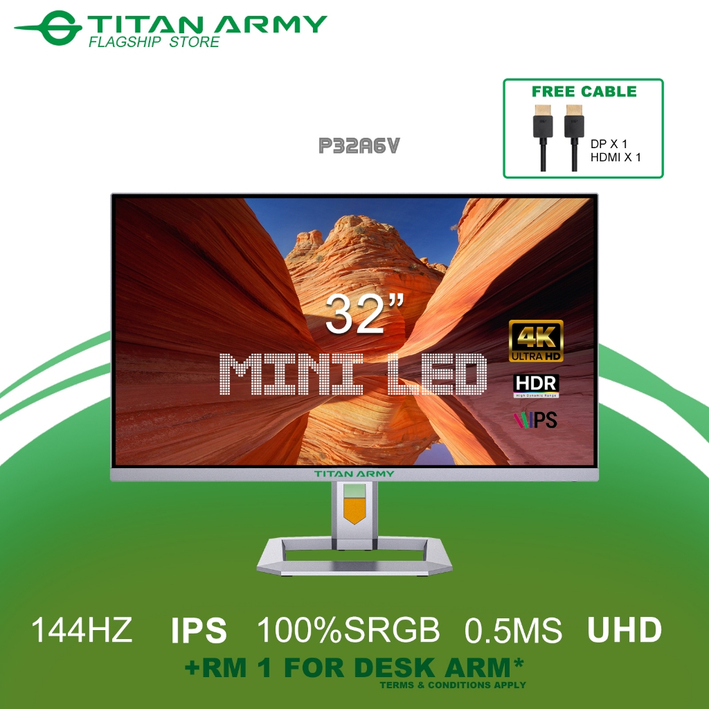 Titan Army Miniled Uhd K Hz Ips Ms Hdr Gaming Monitor With