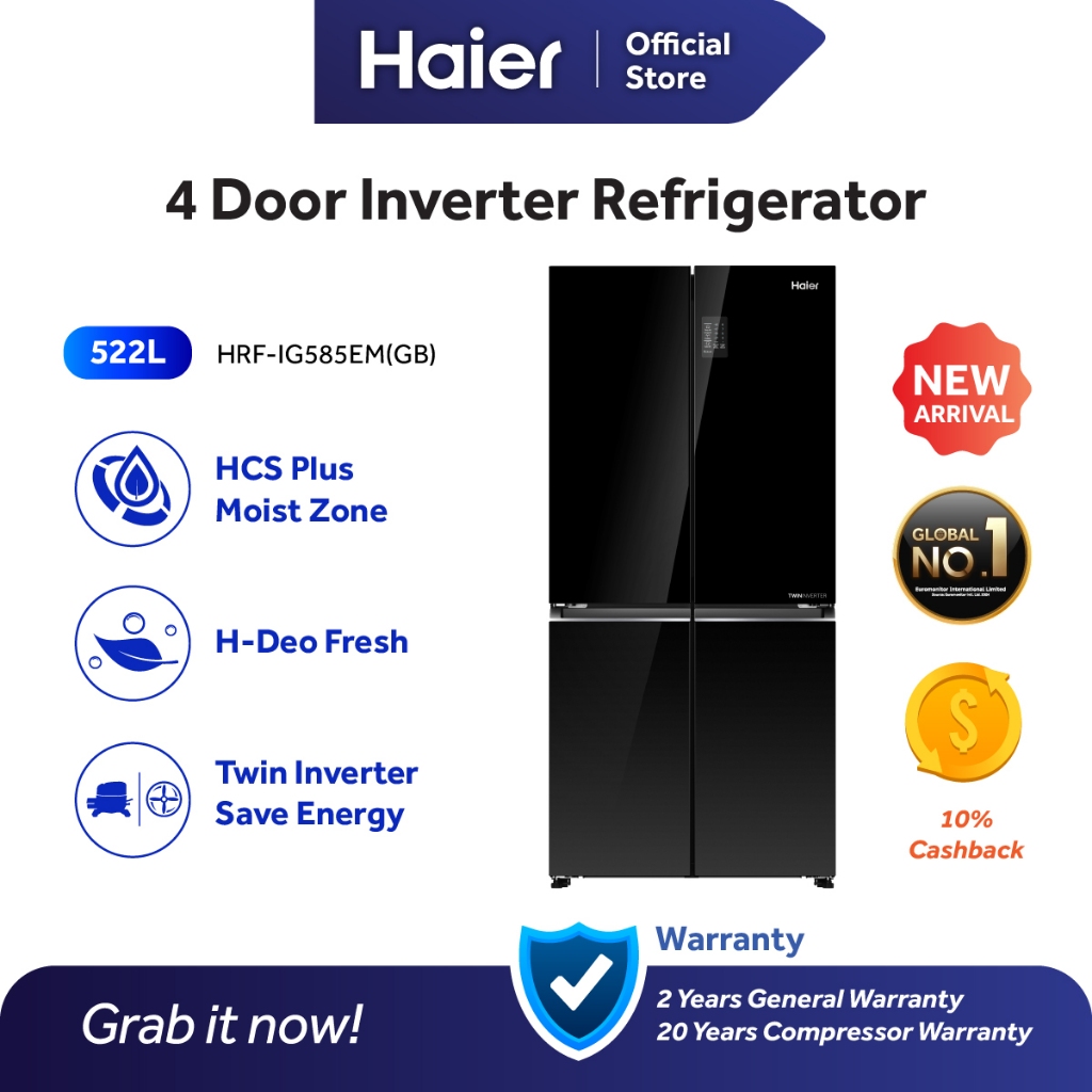 Haier L Door Glass Door Refrigerator Twin Inverter Wet Dry Zone