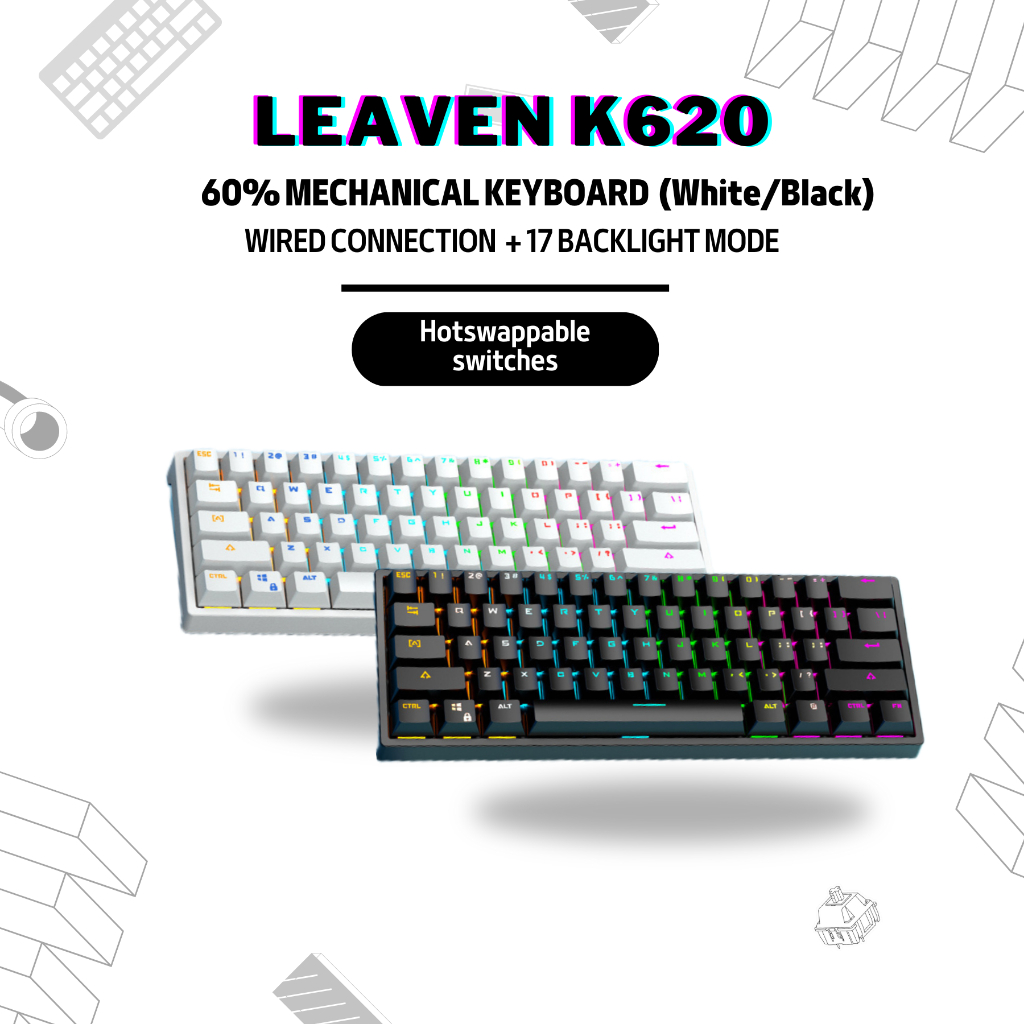 Malaysia StockLeaven K620 Wired 61 Key Mechanical Keyboard