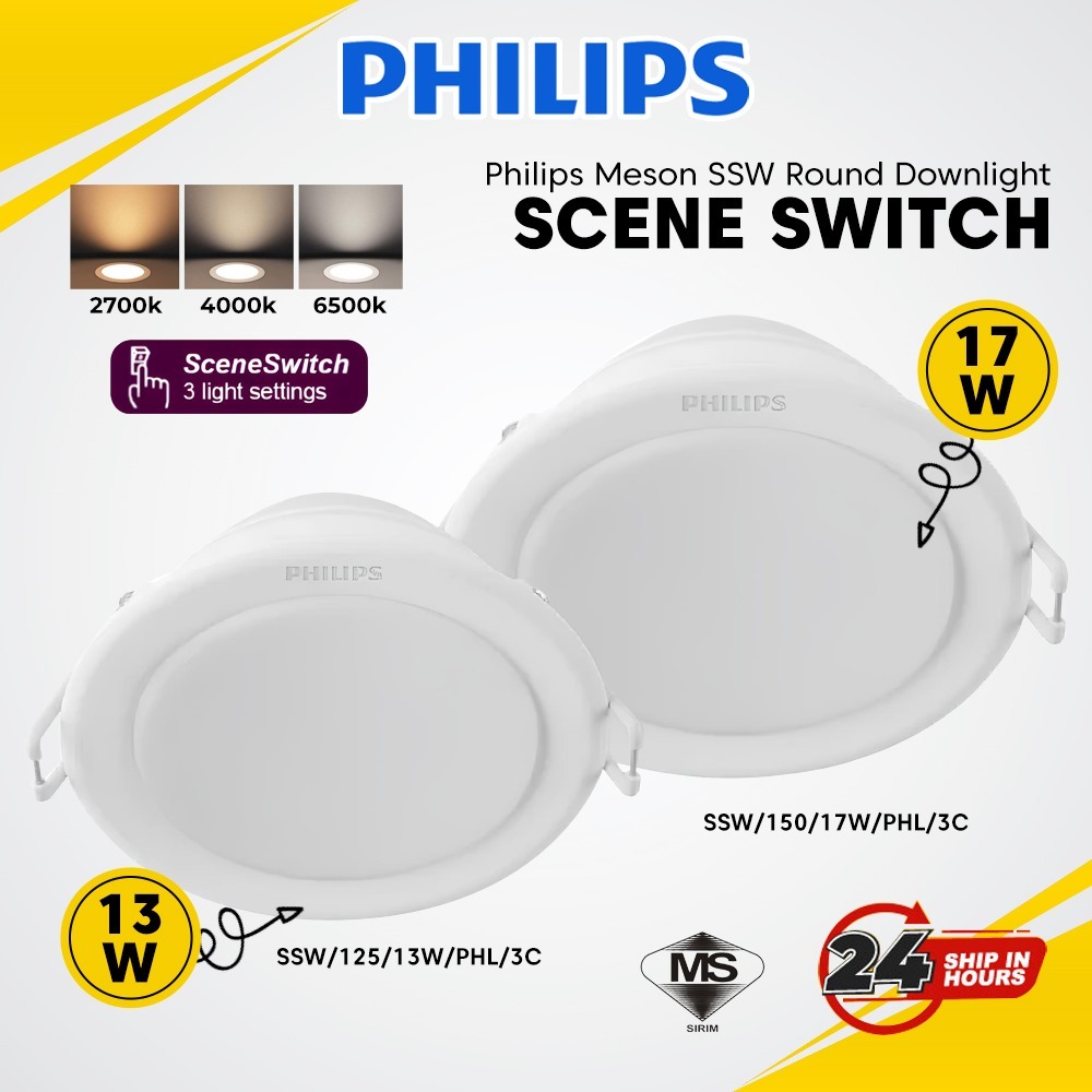 PHILIPS MESON LED 3 Color Round Recessed Downlight 13W 5 17W 6 ON