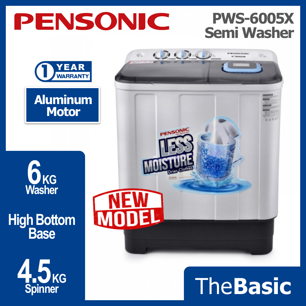 PENSONIC 6KG Twin Tub Semi Auto Washing Machine Washer PWS 6005X