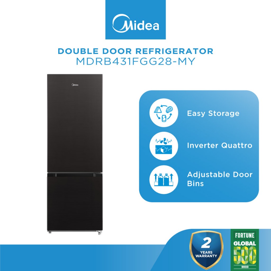 Midea MDRB431FGG28 MY Gross 400L 2 Doors Inverter Quattro Refrigerator