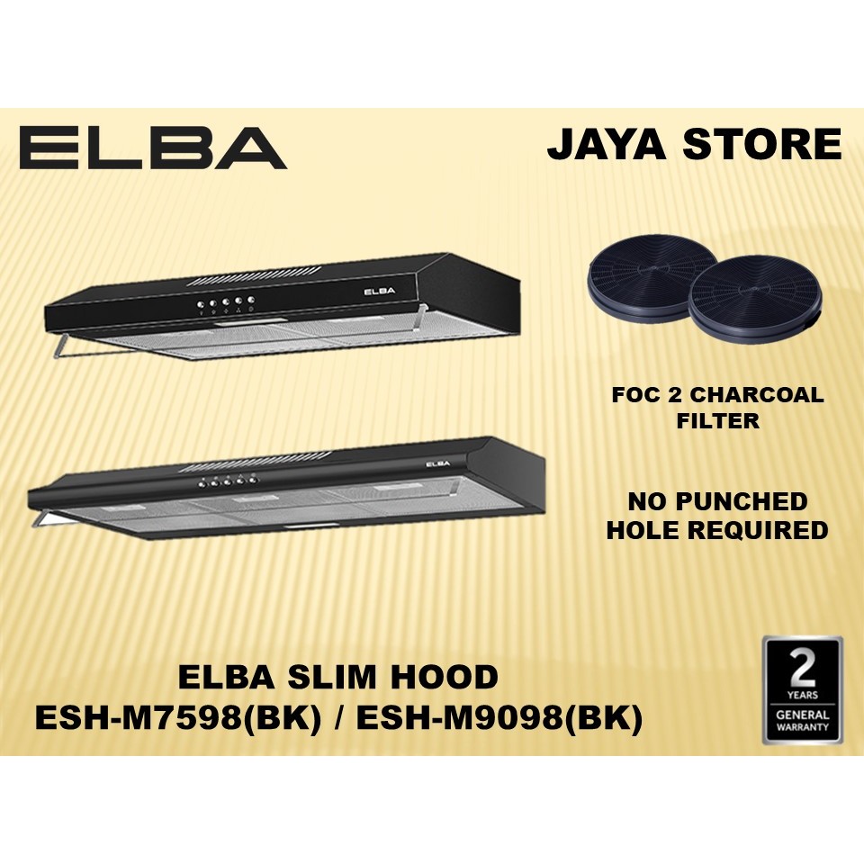 Elba Slim Kitchen Hood ESH M7598 BK ESH M9098 BK Twin Motor