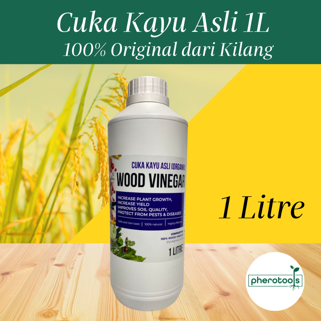 Pherotools 1L CUKA KAYU ASLI Tiada Campuran NATURAL WOOD VINEGAR 100