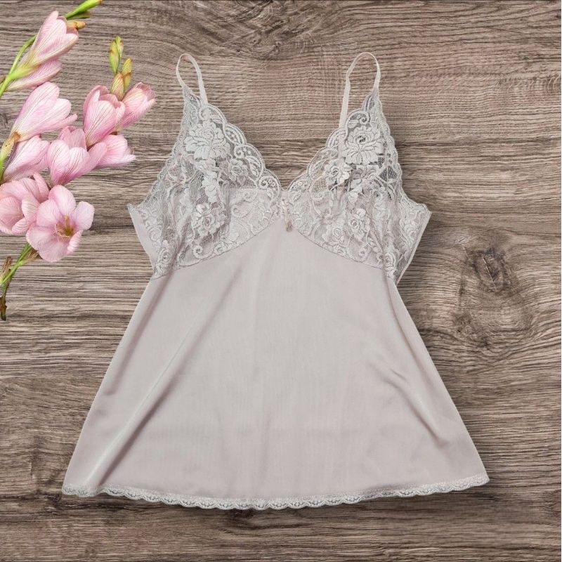 LLS147 L Japan Brand Nylon Camisole With Lace Nude Shopee Malaysia