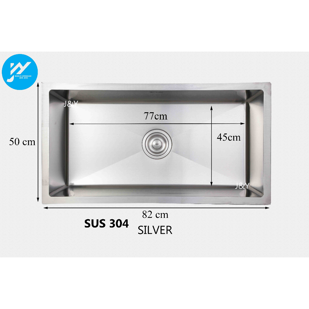 304 Stainless Steel 82CM Kitchen Handmake High End Sink Sinki Dapur