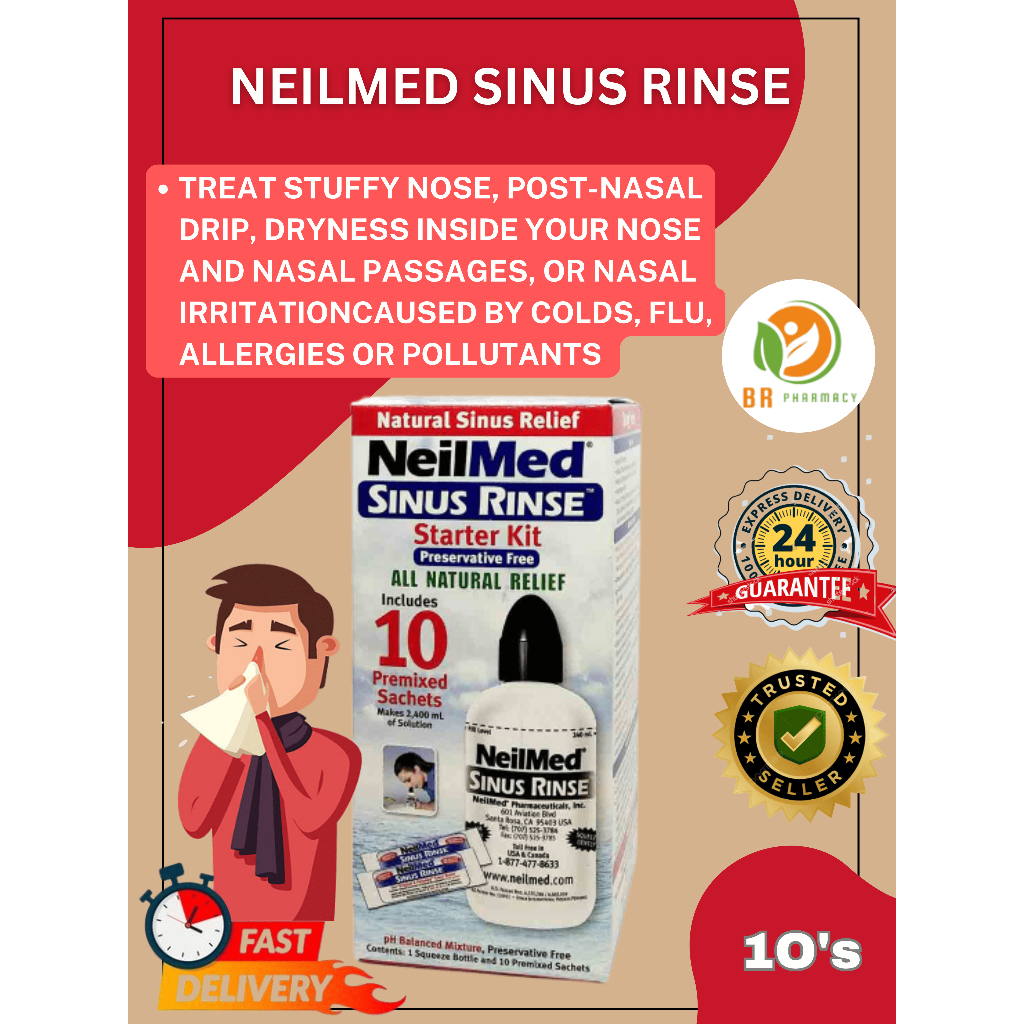 Neilmed Sinus Rinse Starter Kit Premixed Sachets Exp