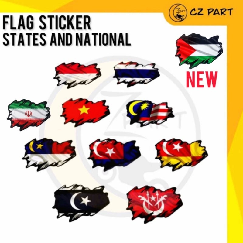 Pcsflag Sticker Sticker Bendera Negara Negeri National State