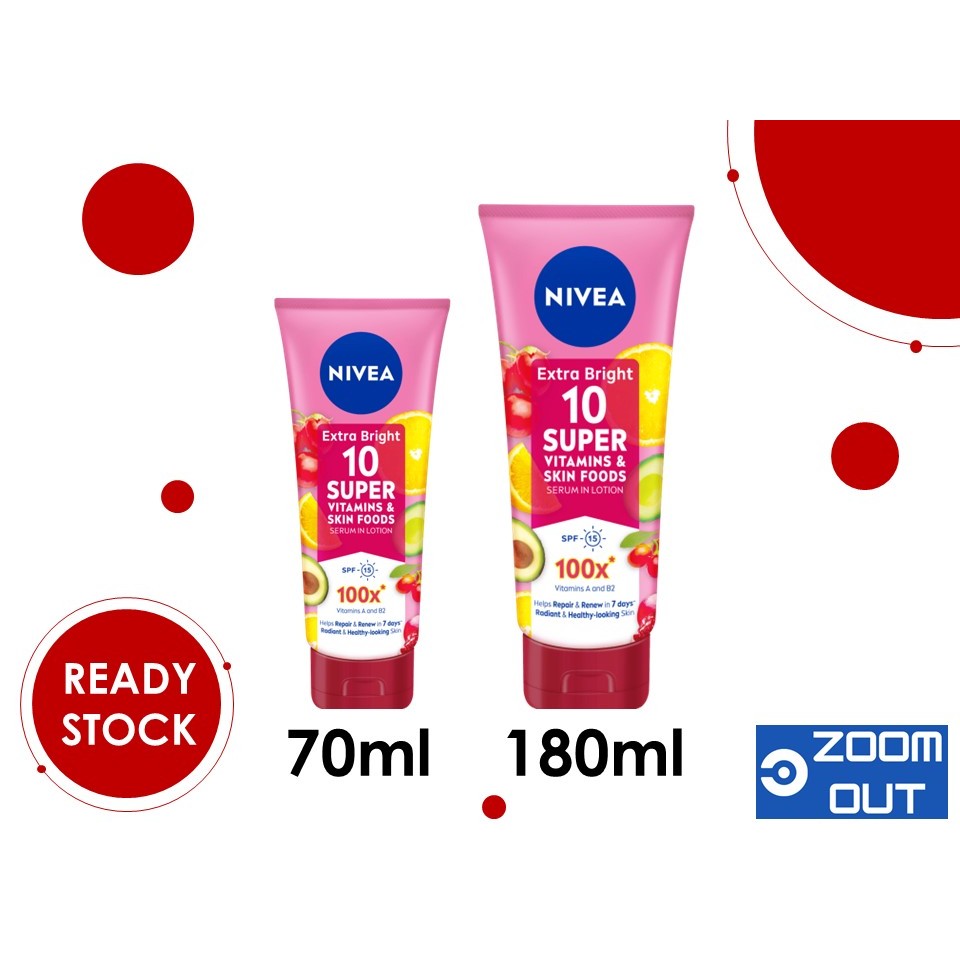 Nivea Body Extra Bright Super Vitamins Skin Foods Serum In Lotion