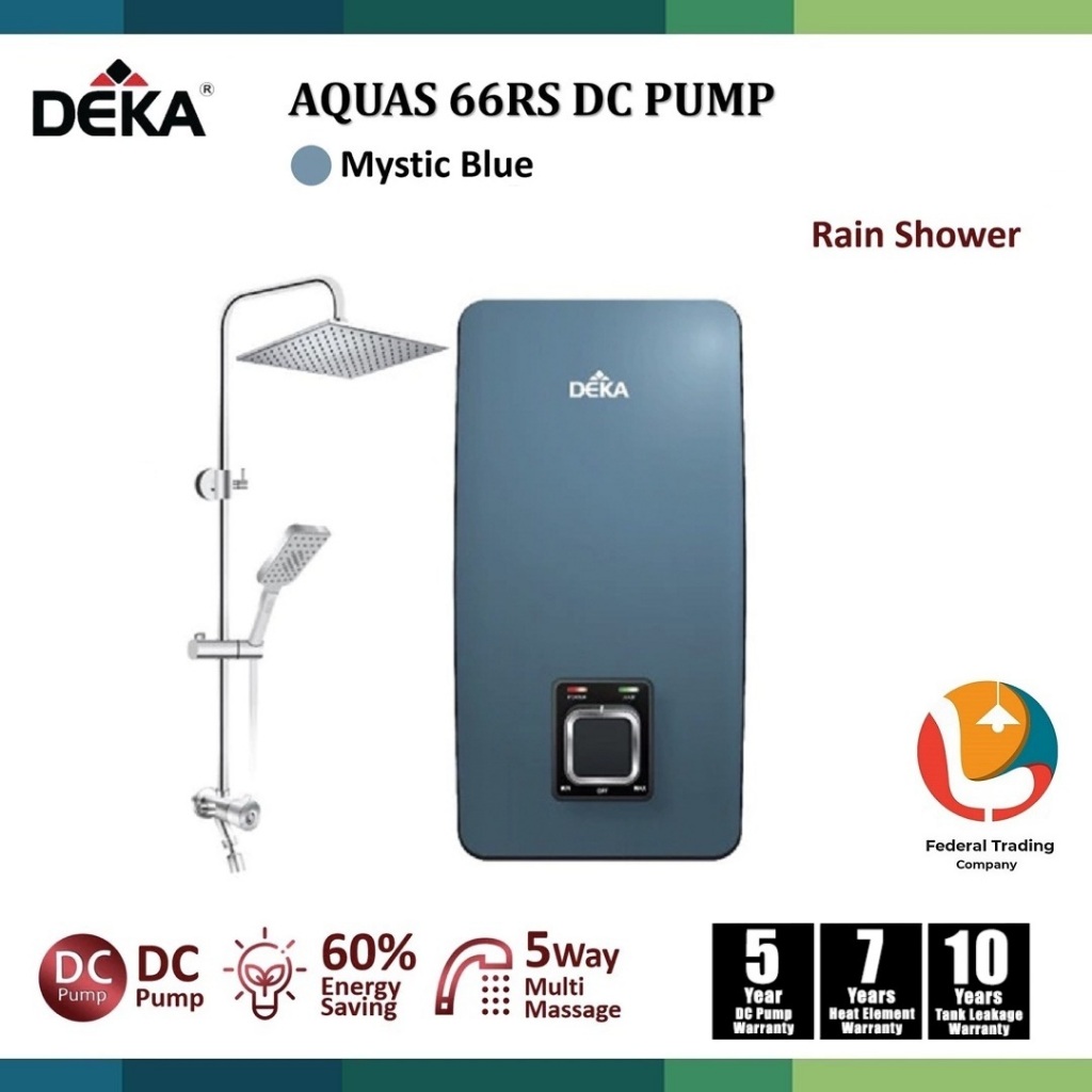 Deka Aquas Rs Instant Water Heater Dc Pump Rain Shower Mystic Blue