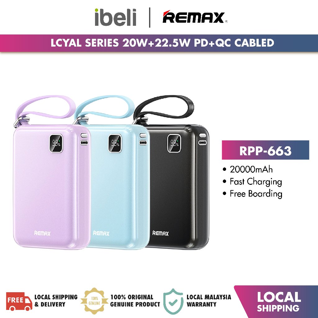 Remax RPP 663 Icyal Series 20w 22 5w PD QC Cabled 20000mah Shopee