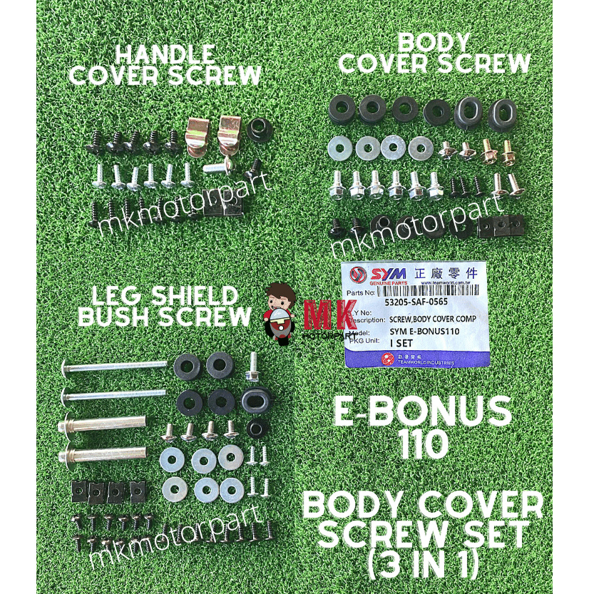 SYM E BONUS 110 Full Set Body Cover Screw Set 3 IN 1 3 PACK Ebonus